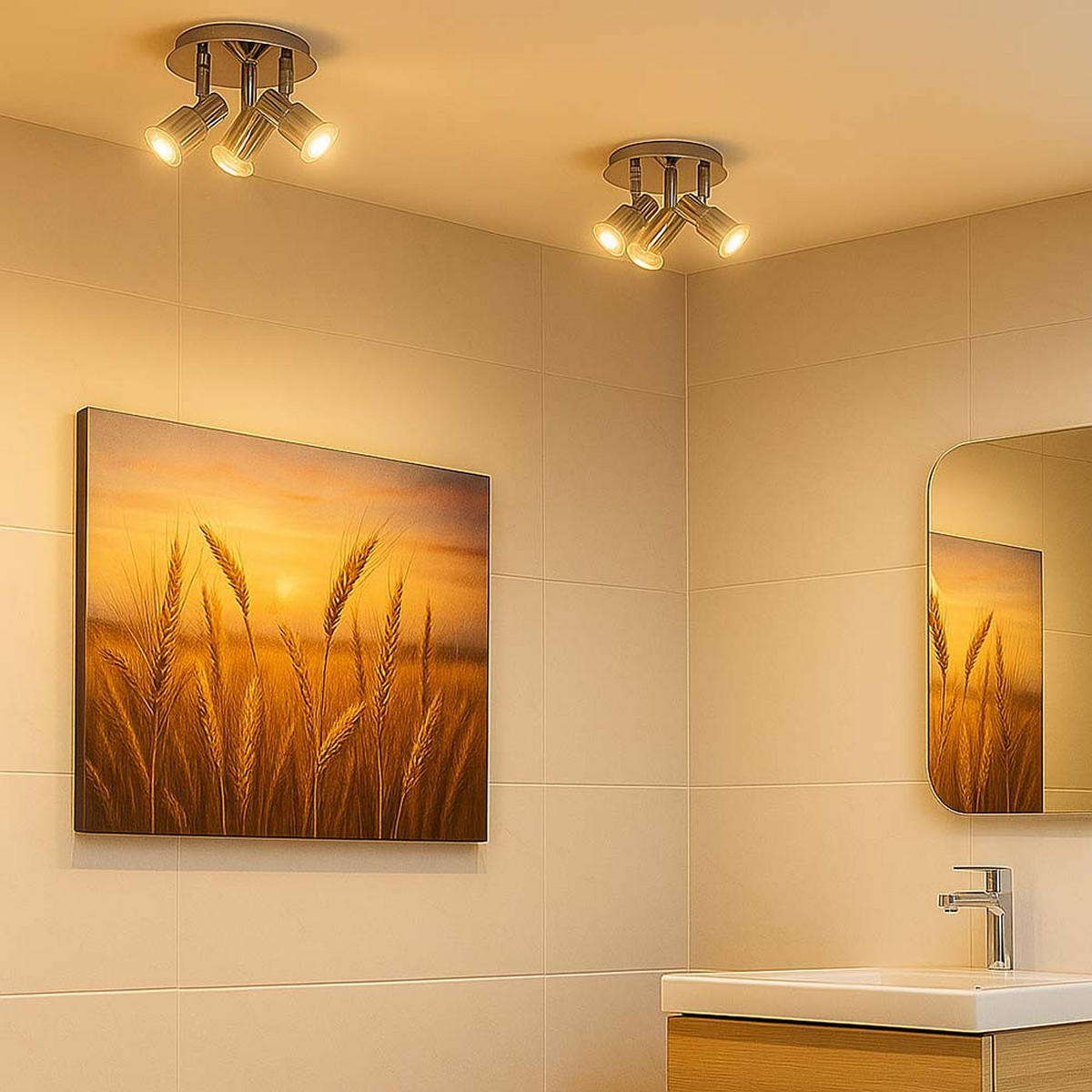 LED DECKENLEUCHTE Chrom Bewegliche Spots - Silberfarben, Metall (16/16/7.4cm)