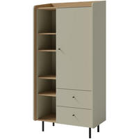 BÜCHERREGAL Alex mit 1 Tür und 2 Schubladen, Eukalyptus - Eukalyptusholzfarben/Schwarz, Holzwerkstoff (80/170/42cm) - Beautysofa