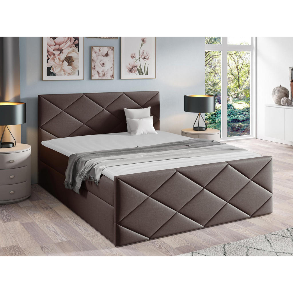 Thumbnail - Mirjan24 Boxbett, Dunkelbraun, Holz, H3, 120x200 cm, Schlafzimmer, Betten, Boxspringbetten
