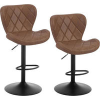 BARHOCKER 2er Set, Kunstleder, Metallgestell, Braun - Schwarz/Braun, Textil/Metall (47/89/54cm) - Woltu