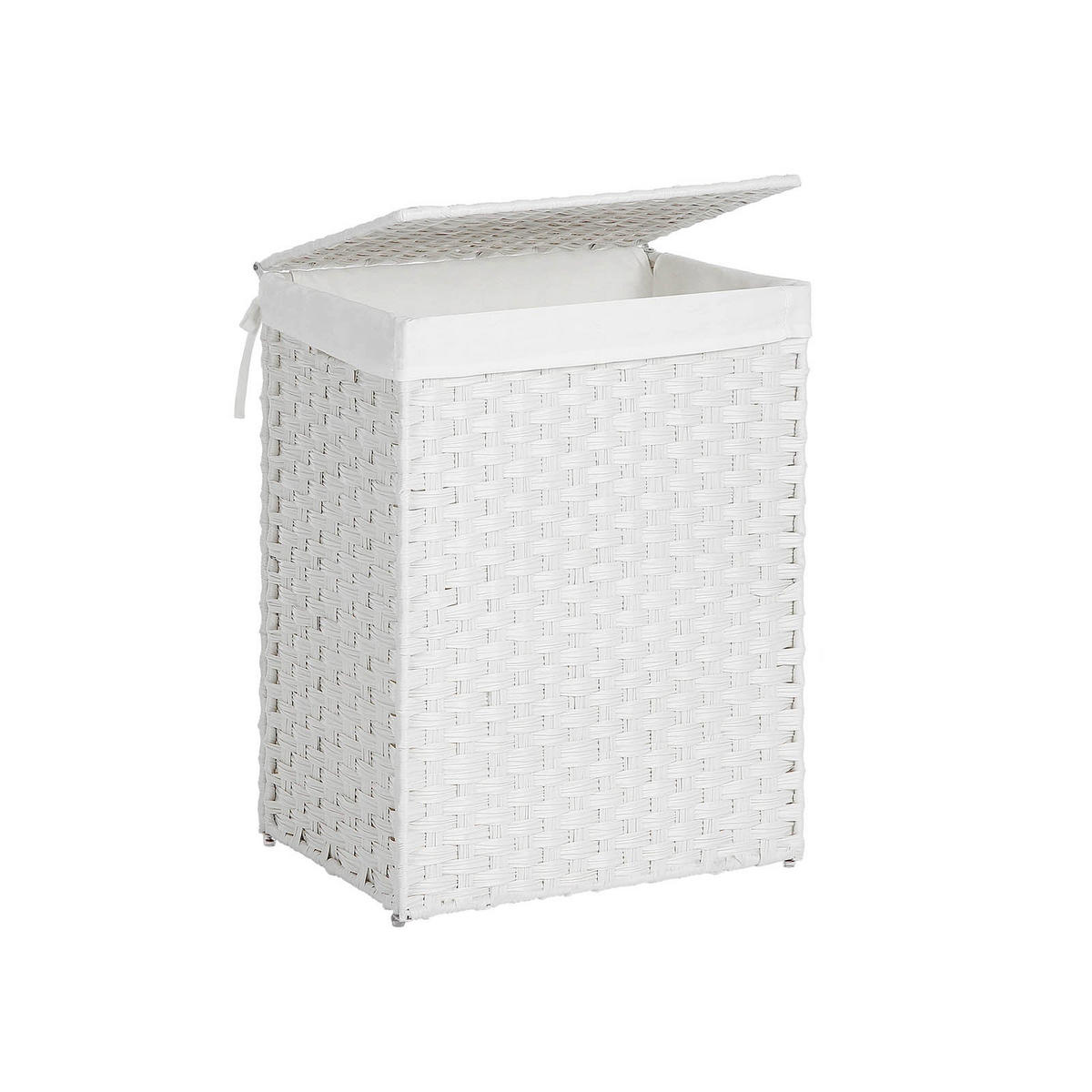 WÄSCHEKORB AUS POLYRATTAN - Weiß, Kunststoff (33/60/46cm) - Hansiro