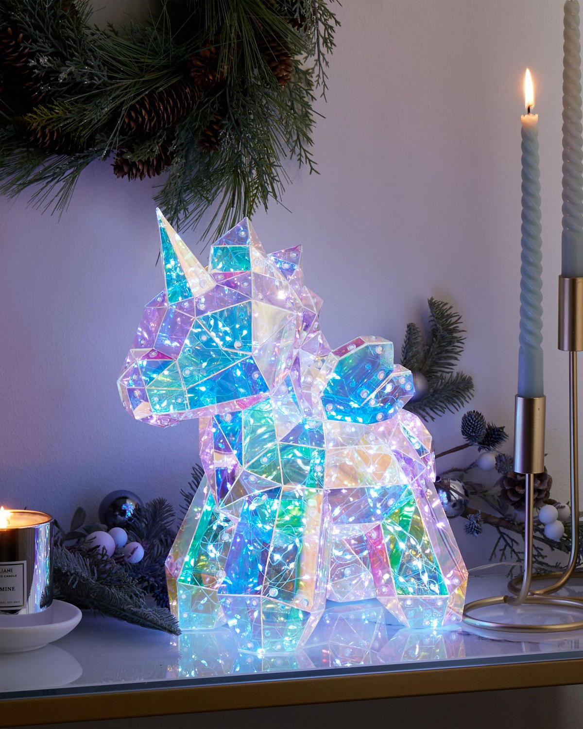LED-DEKORATION Einhorn Bunt Fornax - Multicolor, Kunststoff (17/17/35cm) - Beliani