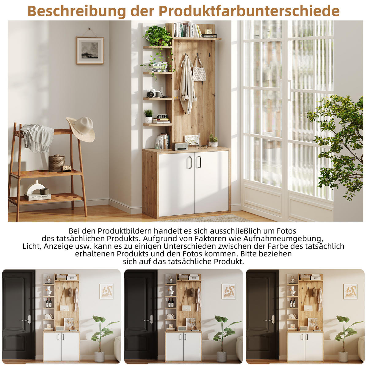 GARDEROBE 75/180/33 cm Naturholz/Weiß aus Spanplatte mit Schuhaufbewahrung - Naturfarben, Holzwerkstoff (33/180/75cm) - OKMYHOME