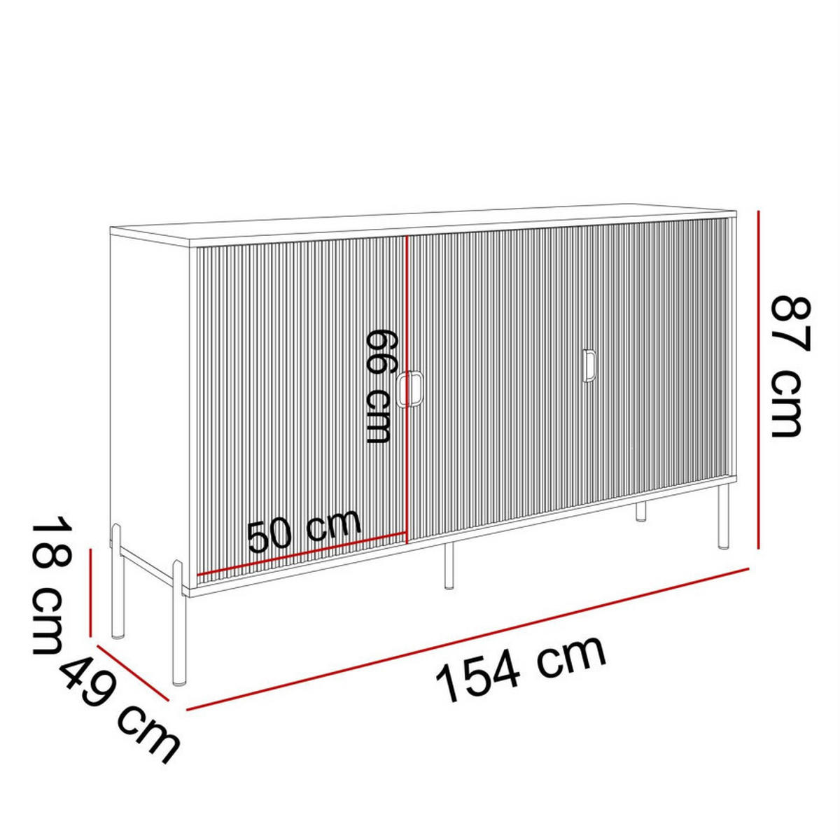 KOMMODE DALIA 3D - Kaschmir/Goldfarben, Holzwerkstoff (154/84/49cm) - Lookway