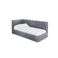 EINZELLBETT Jugendbett mit Bettkasten, Rechts - MULY 100x200 Grau - Blaugrau, Holzwerkstoff/Textil (100/200cm) - ALTDECOR