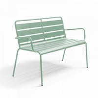GARTENBANK, Salbeigrünen - Hellgrün, Metall (55/85/126cm) - Oviala
