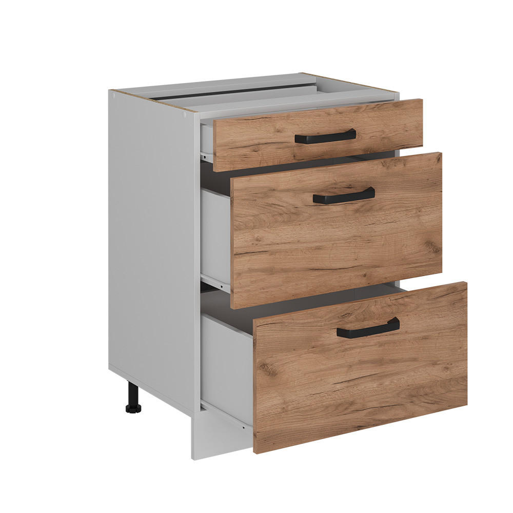 KÜCHENUNTERSCHRANK R-Line Goldkraft Eiche 60 cm ohne Arbeitsplatte - Honigeiche/Eiche Wotan, Holzwerkstoff (60/81.6/46cm) - Vicco