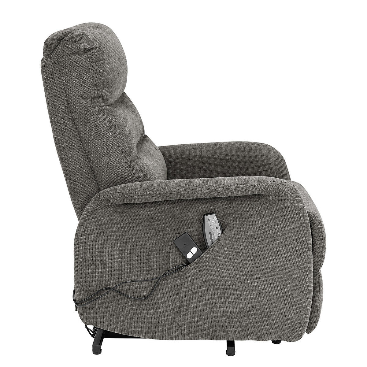 FERNSEHSESSEL mit Aufstehhilfe - Microfaser / Metall - Grau / Schwarz - Grau, Textil/Metall (74/109/84cm) - home24