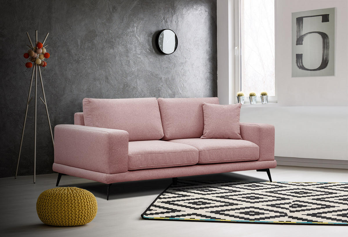 SOFA MEDIOLANE 2,5-Sitzer, hellrot - Hellrot, Holzwerkstoff/Textil (203/87/96cm) - Courtois Laville