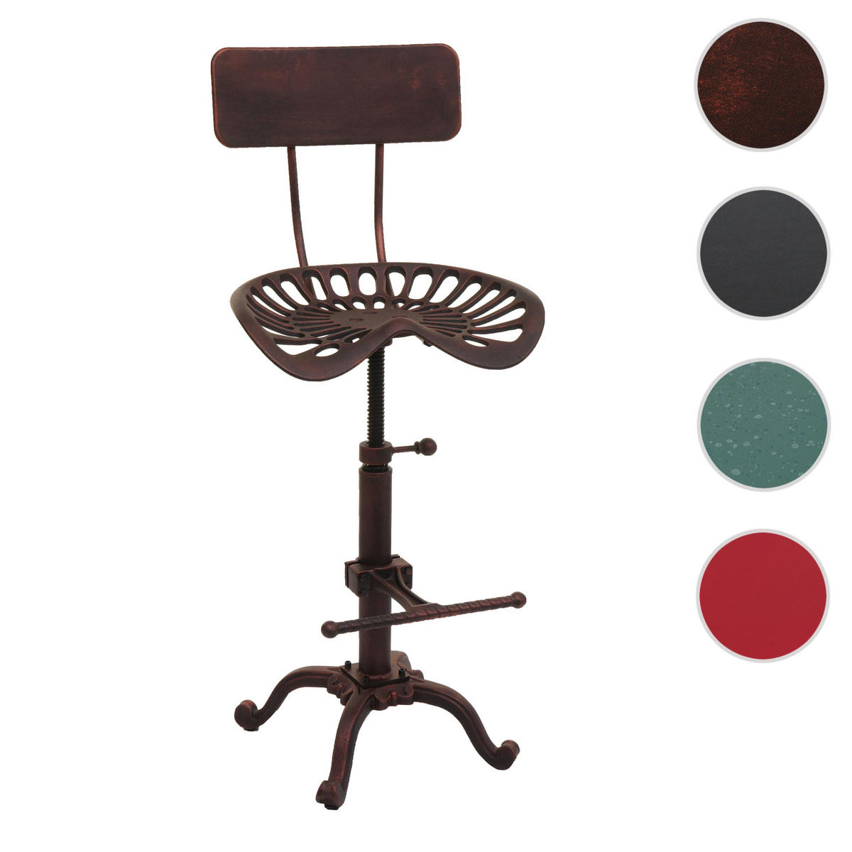 BARHOCKER Sitzhöhe 50-64cm höhenverstellbar drehbar Fußablage Metall Rot - Rot, Metall (44/89/36cm) - PROREGAL