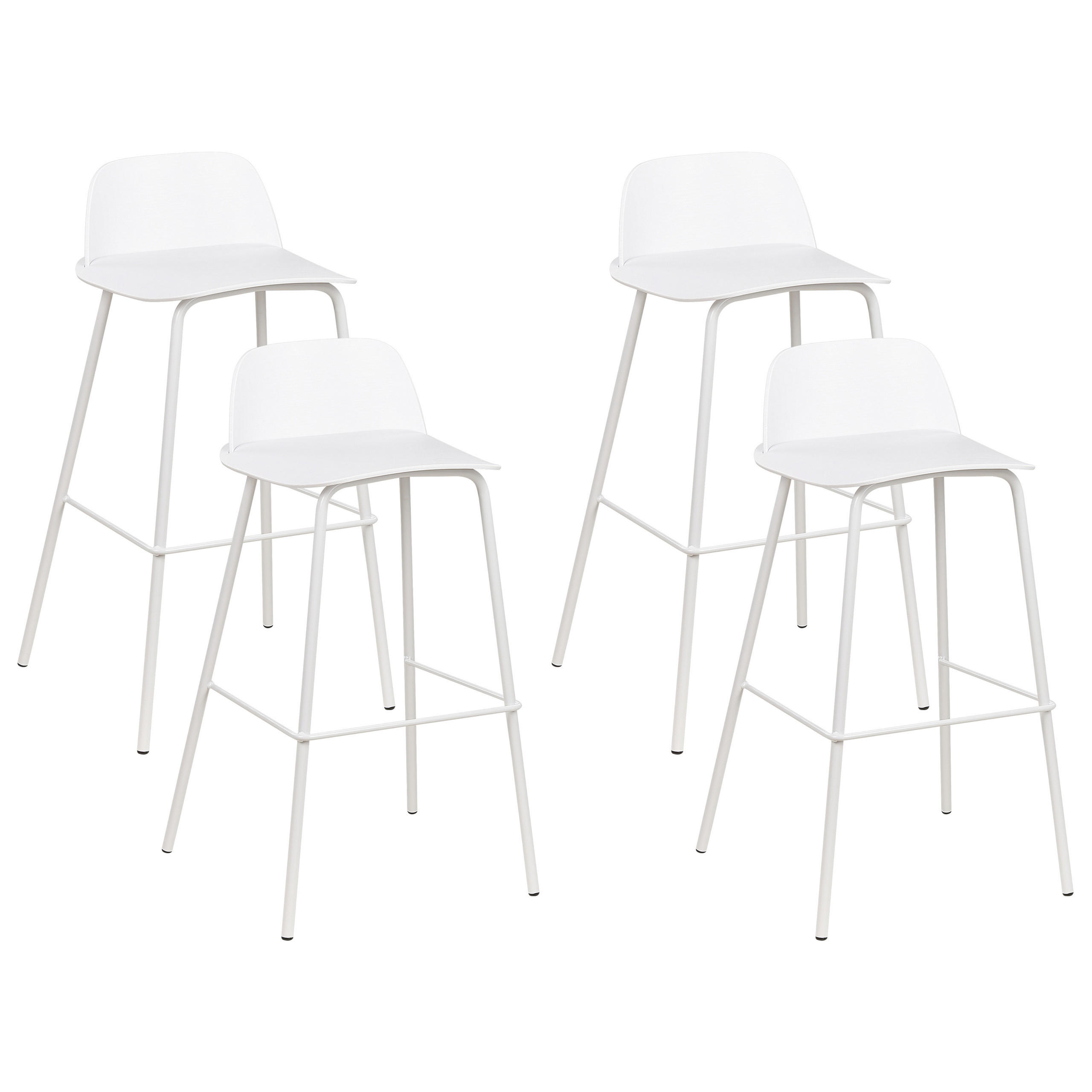 BARHOCKER 4er-Set Kunststoff Weiß Mora - Weiß, Kunststoff/Metall (48/90/35cm) - Beliani