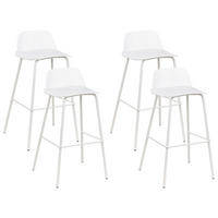 BARHOCKER 4er-Set Kunststoff Weiß Mora - Weiß, Kunststoff/Metall (48/90/35cm) - Beliani