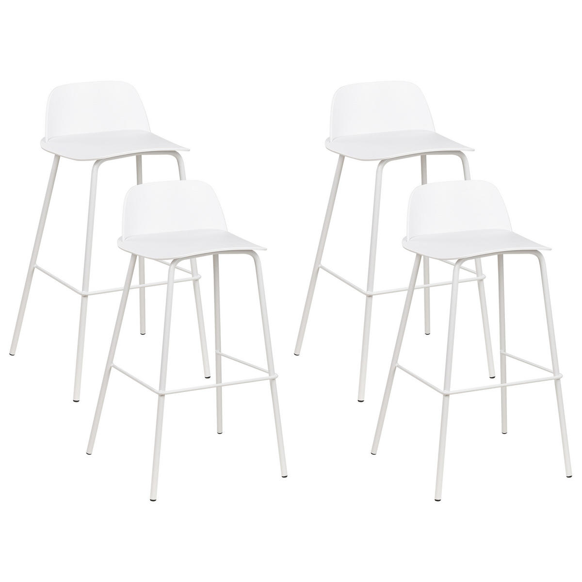 BARHOCKER 4er-Set Kunststoff Weiß Mora - Weiß, Kunststoff/Metall (48/90/35cm) - Beliani