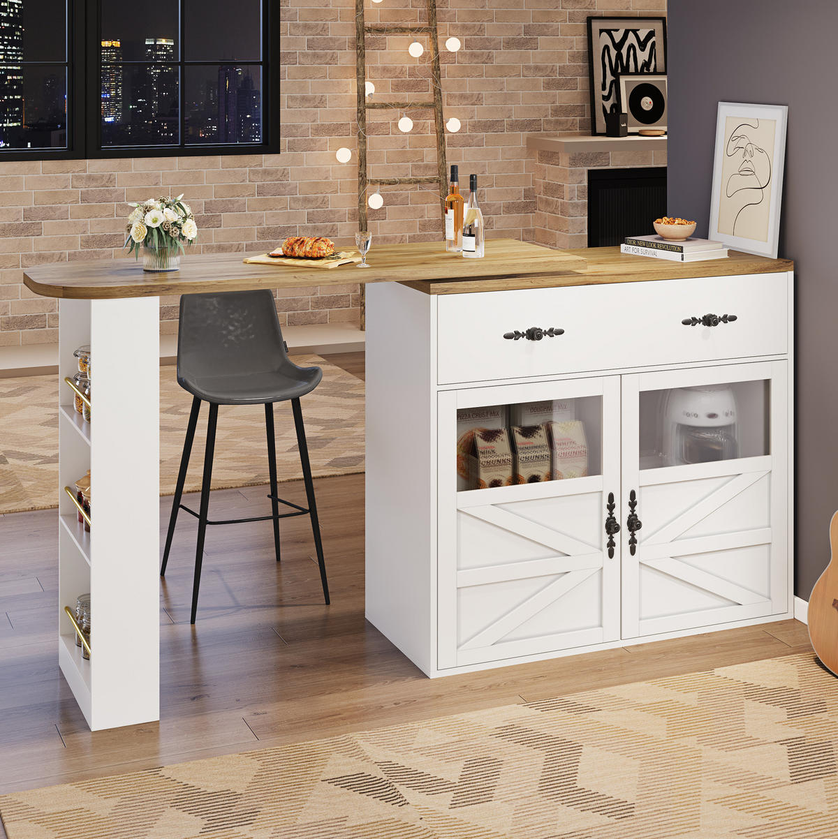 BARTISCH ausziehbar mit Stauraum 138-204 x 39 x 104 cm Weiß - Weiß, Holzwerkstoff (35/104/204cm) - Meubliv