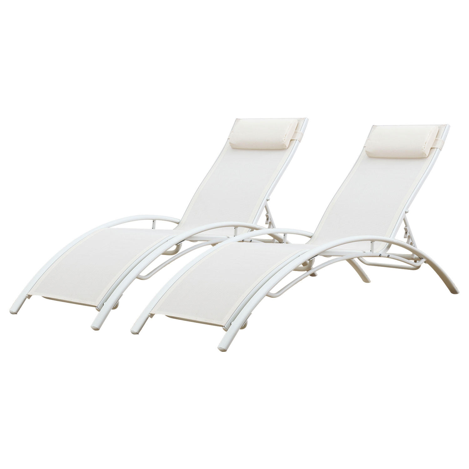 LIEGESTÜHLE Galapagos Weiß 2er-Set - Weiß, Metall (63/82/173.5cm) - Happy Garden