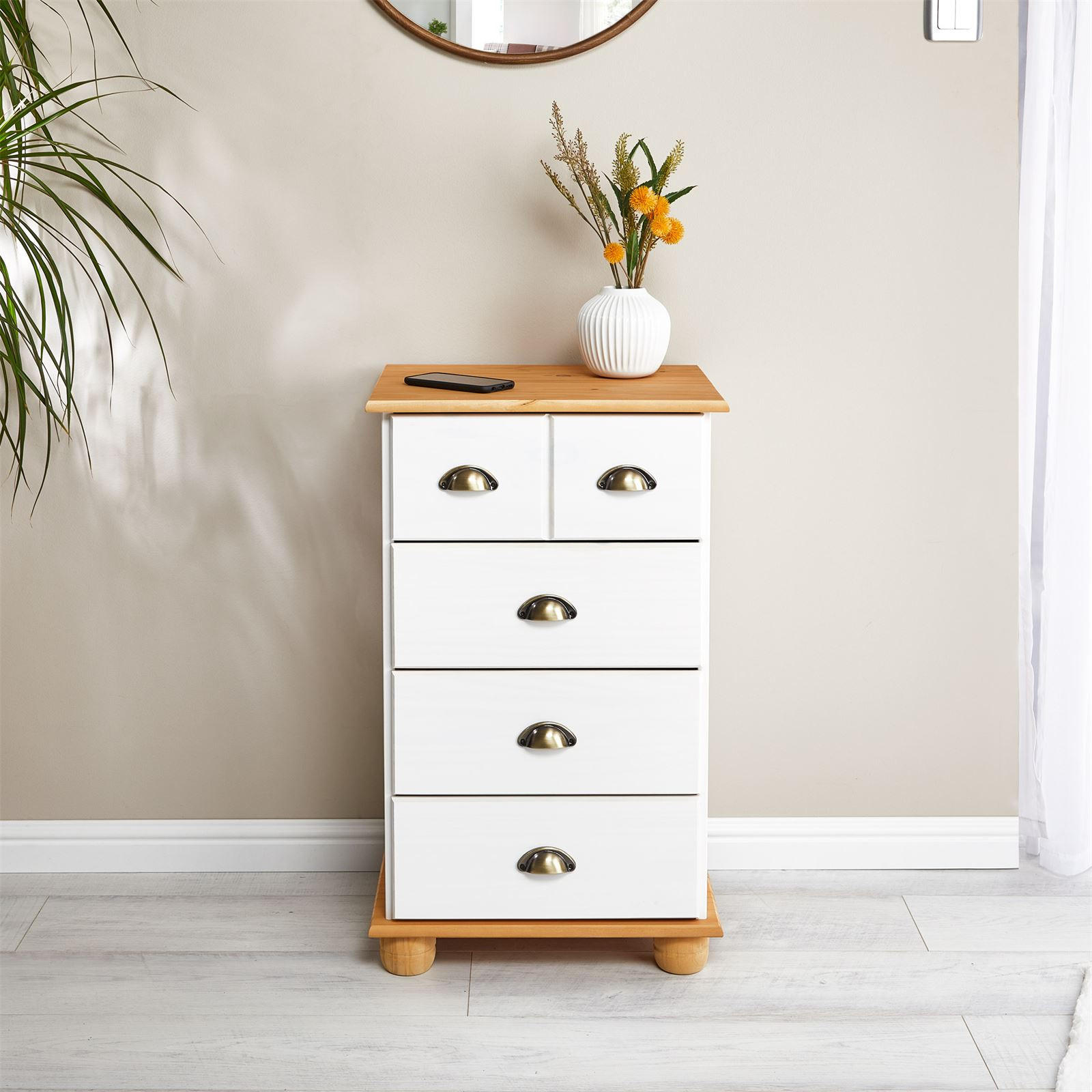 APOTHEKERKOMMODE COLMAR - Weiß/Braun, Holz (49/80/39cm) - IDIMEX