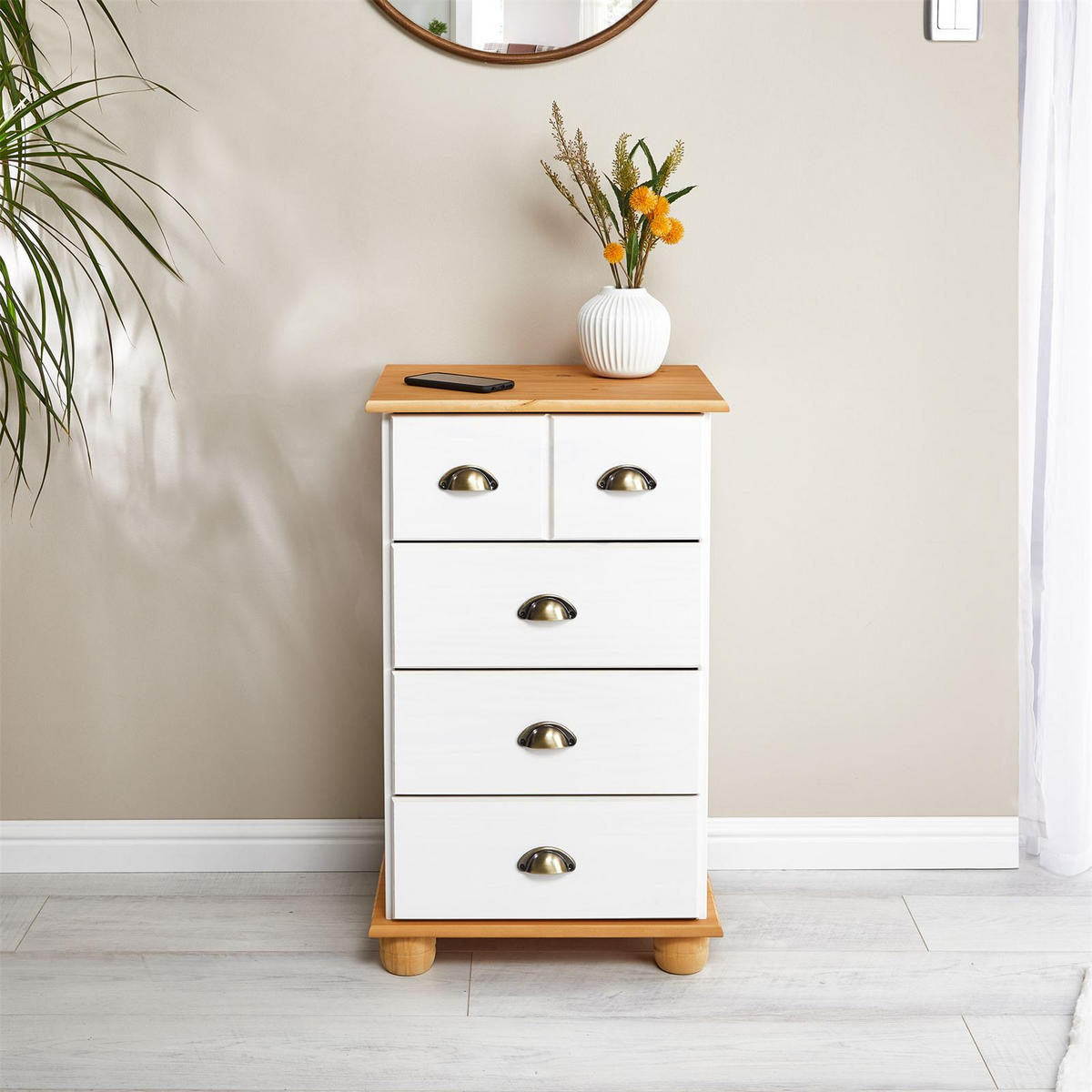 APOTHEKERKOMMODE COLMAR - Weiß/Braun, Holz (49/80/39cm) - IDIMEX