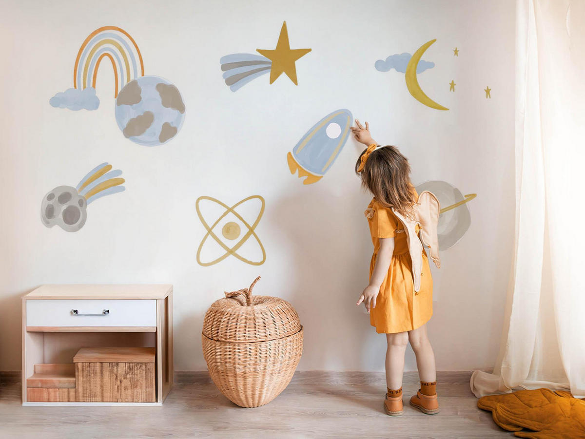 WANDAUFKLEBER 100x167cm - Planeten-Weltraumillustration - Multicolor, Kunststoff (100/167/0.1cm) - Wallfluent