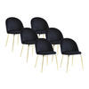 STUHL 6er-Set - Samt & Goldfarbenes Metall - Schwarz - MELBOURNE - Schwarz, Textil (55/77/50cm) - Vente-Unique