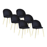 STUHL 6er-Set - Samt & Goldfarbenes Metall - Schwarz - MELBOURNE - Schwarz, Textil (50/77/55cm) - Vente-Unique