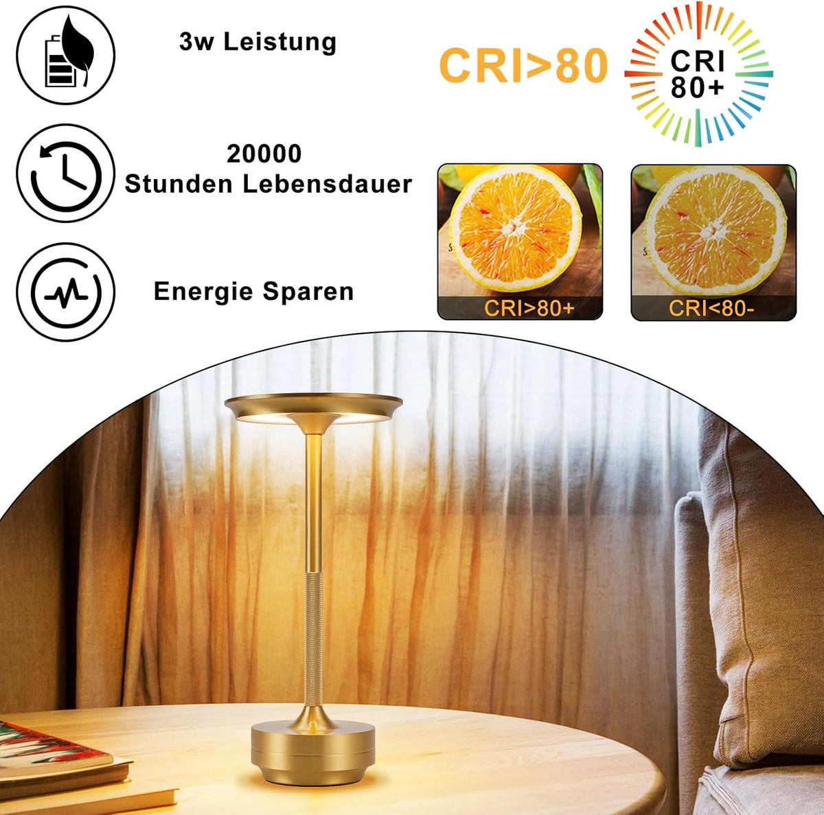 TISCHLEUCHTE Brenndel 12.8/12.8/27 cm - Akaziefarben, Metall (27/12.8/12.8cm) - ZMH