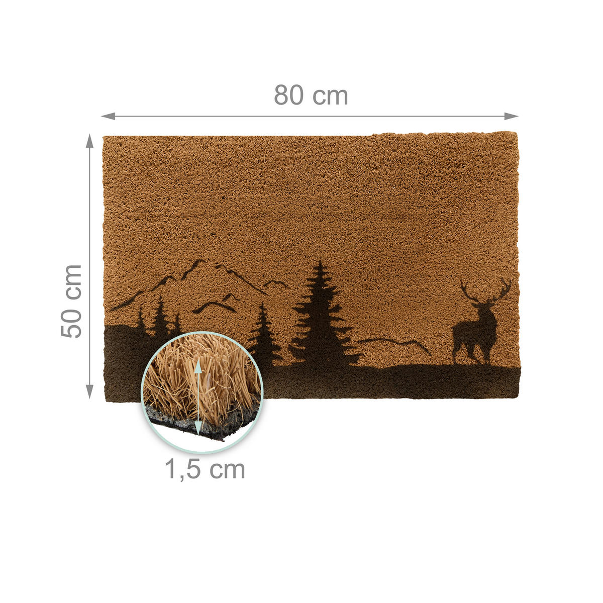 ROHOŽ - svetlohnedá, textil/plast (80/50cm) - Relaxdays