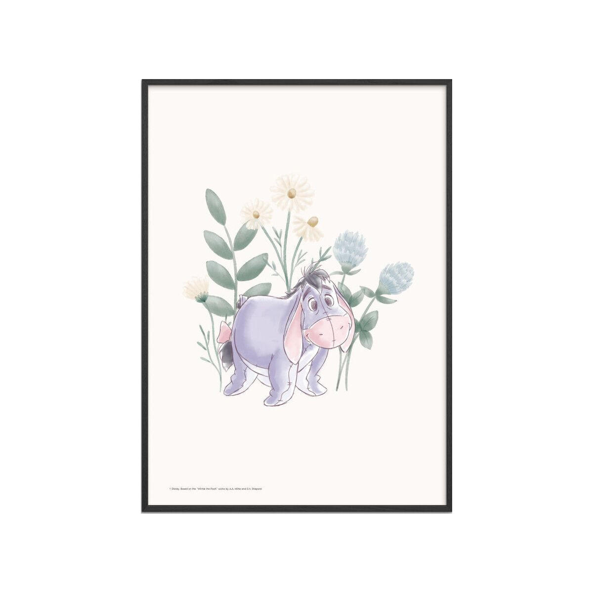 POSTER mit Rahmen Disney - Disney's Eeyore in Pastel Meadow - Multicolor/Schwarz, Holz/Papier (70/100cm) - Poster&Frame