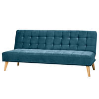 SCHLAFSOFA - Hellbraun/Dunkelblau, Holz/Birkenholz (180/81/86cm) - home24