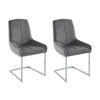 STUHL 2er-Set - Samt & Metall - Grau - BERLONA - Grau, Textil (58/96/53cm) - Vente-Unique