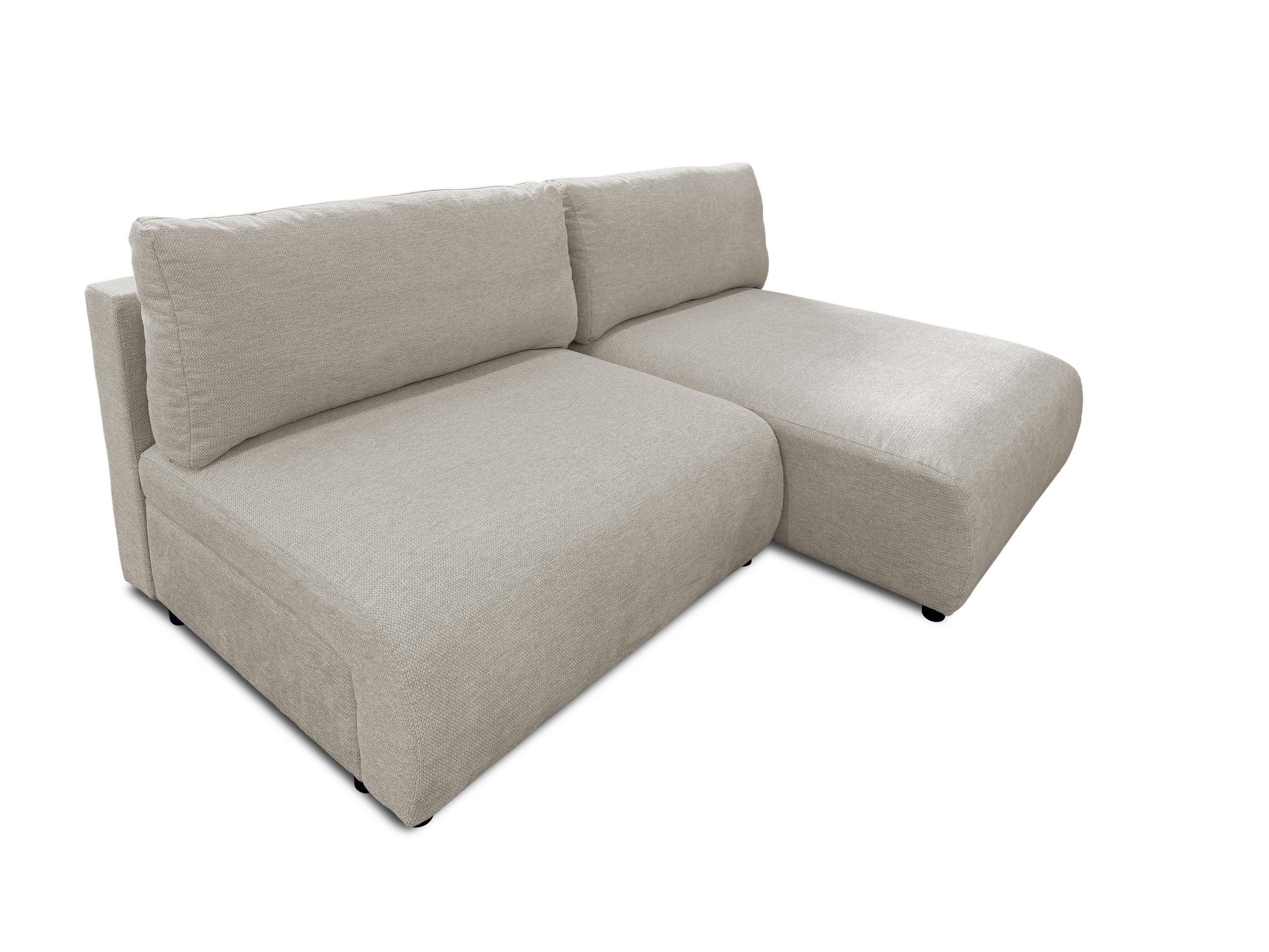 ECKSOFA Sora mit Schlaffunktion, Bettkasten und extra tiefer Komfortzone aus hochwertigem Taupe Strukturstoff - Taupe/Schwarz, Holz/Kunststoff (200/140cm) - S-Style