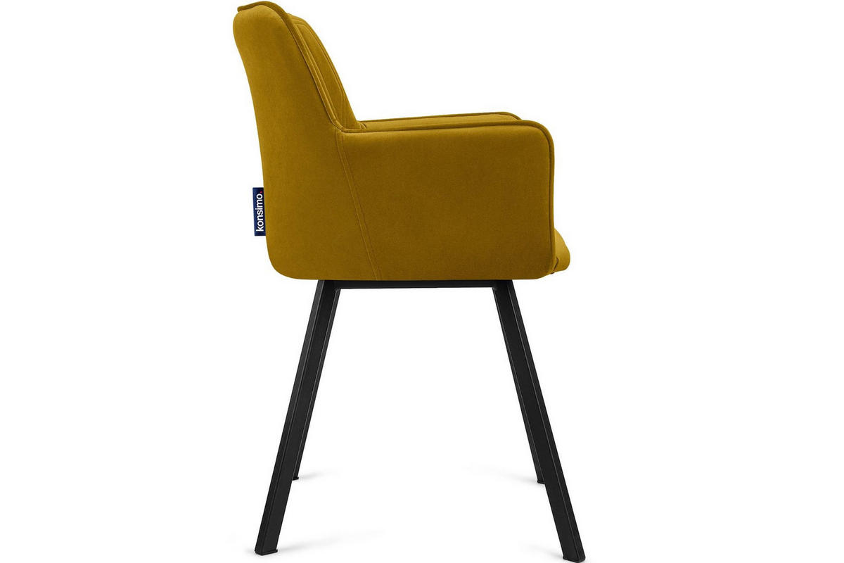 ESSZIMMERSTUHLE PYRUS 2-tlg Velours-Sitz, Gelb/Schwarz - Gelb/Schwarz, Textil/Metall (56/84/46cm) - KONSIMO®