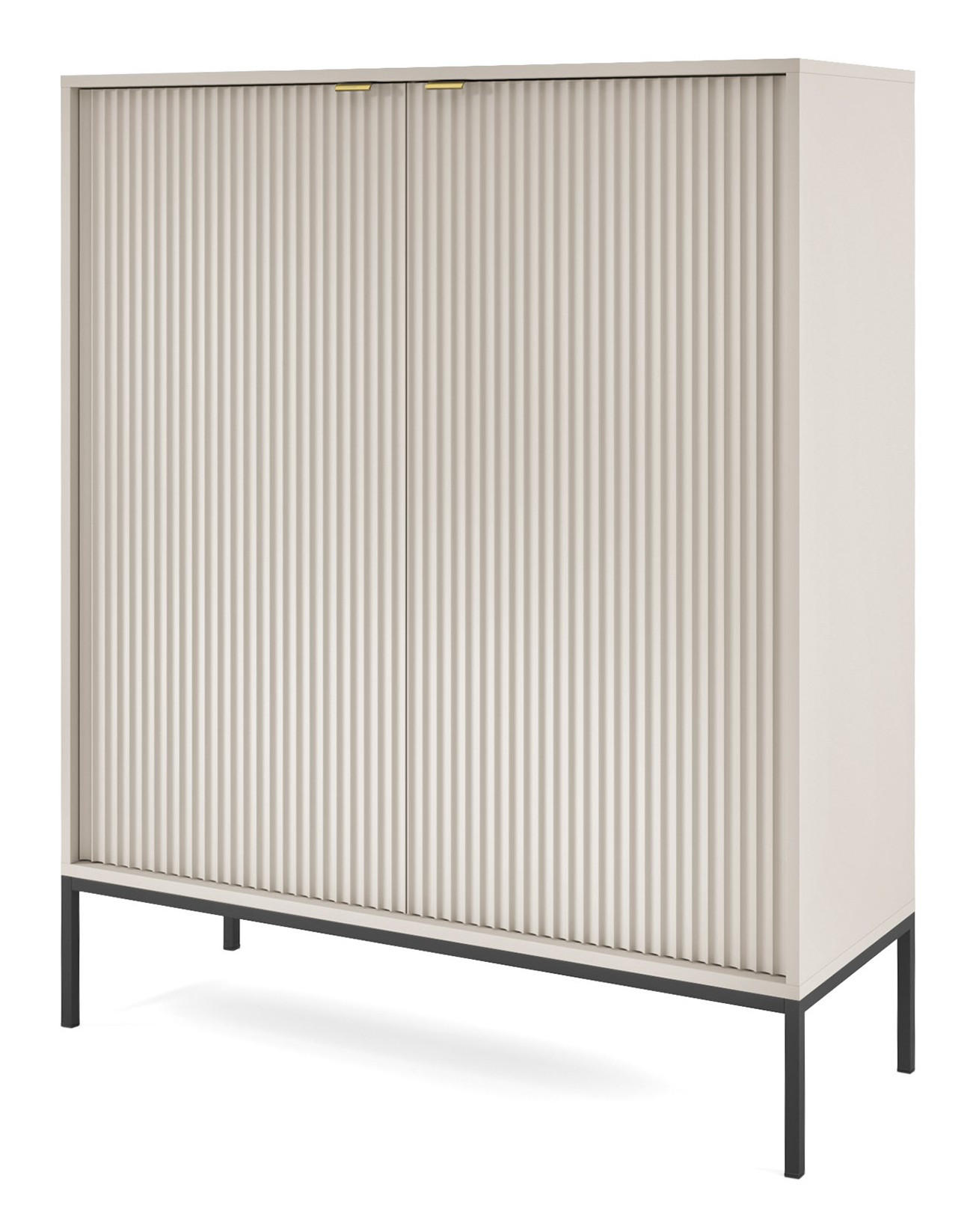 KOMMODE Kaschmir NEW K104 Gerillt Schwarz - Ecru, Holzwerkstoff (104/125/39cm) - Sepro Meble