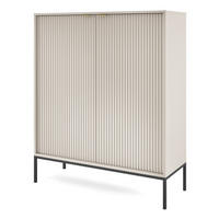 KOMMODE Kaschmir NEW K104 Gerillt Schwarz - Ecru, Holzwerkstoff (104/125/39cm) - Sepro Meble