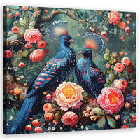 WANDBILD vögel blumen tiere - Multicolor, Textil (50/50cm) - Feeby