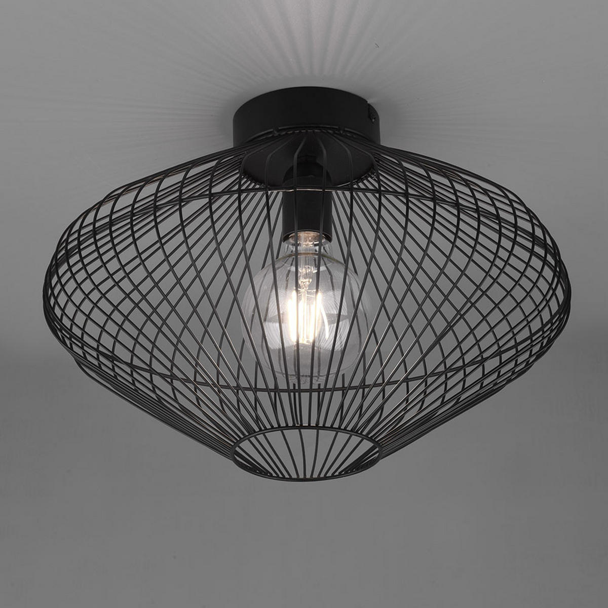 DECKENLEUCHTE Metall Schwarz Rund - Schwarz, Metall (38/38/26cm)