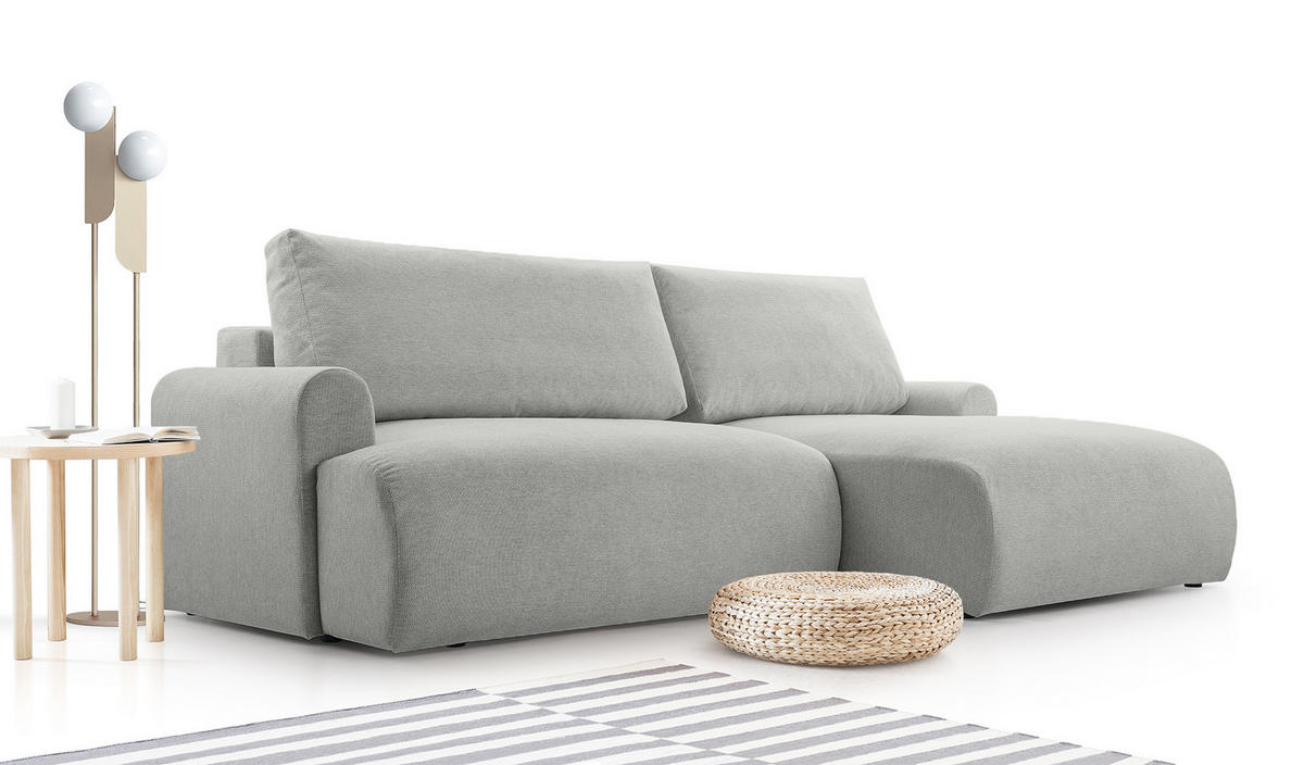 ECKSOFA mit Schlaffunktion Bordon, Hellgrau - Hellgrau, Textil (150/260cm) - Fedve