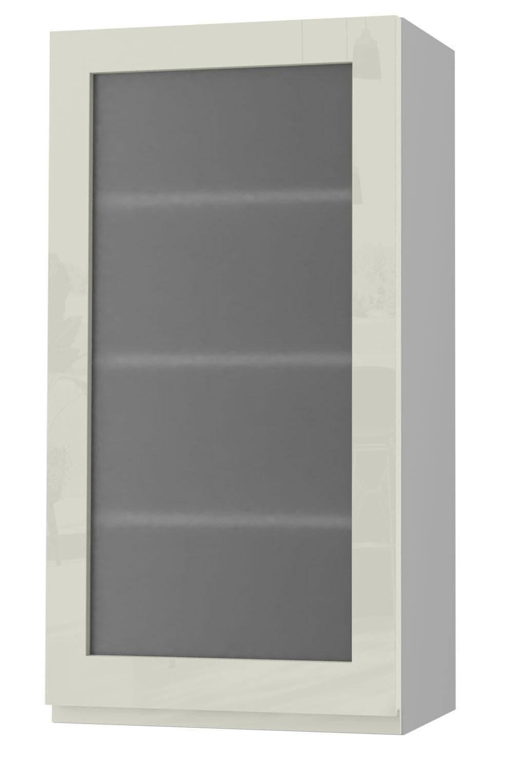 HÄNGESCHRANK Florence W4S/50 Grau / RAL 1013 perlweiß HG 50 / 32,5 / 96cm - Türanschlag rechts - Weiß Hochglanz/Grau, Holz/Holzwerkstoff (50/96/32.5cm) - Feldmann-Wohnen