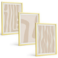 BILDER SET 3er Set - 40x60 cm Goldrahmen - Abstrakte Boho-Muster - Goldfarben, Kunststoff (40/60cm) - TULUP