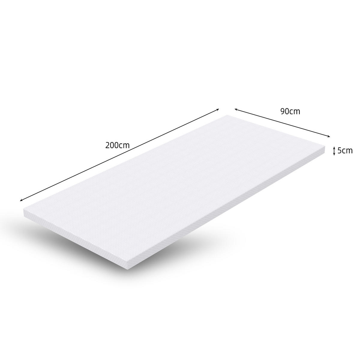 KOMFORTSCHAUMMATRATZE 90/200 cm Weiß Höhe 5 cm, waschbar - Weiß, Textil (90/200cm) - Oxeza