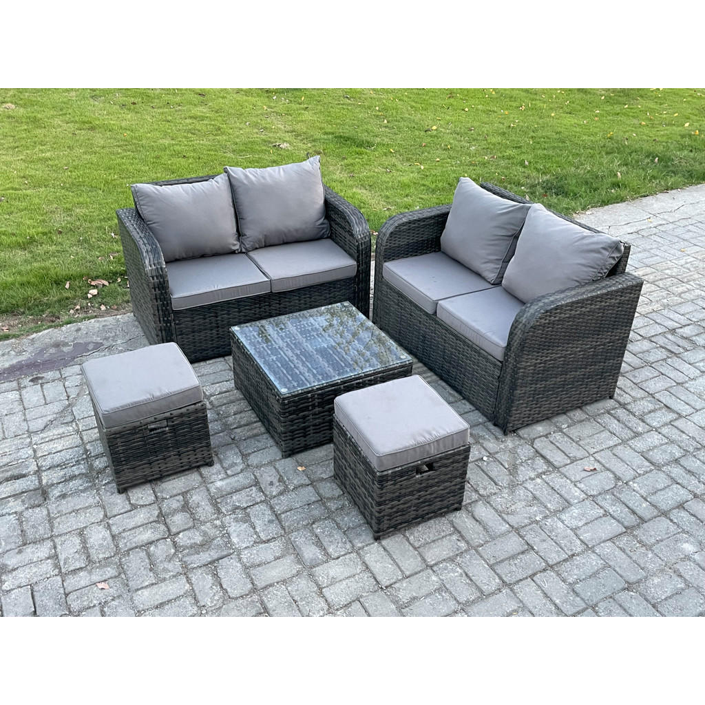 Thumbnail - Fimous Gartenmöbelgarnitur, Dunkelgrau, Metall, 6-Sitzer, Loungemöbel, Loungemöbel-Sets