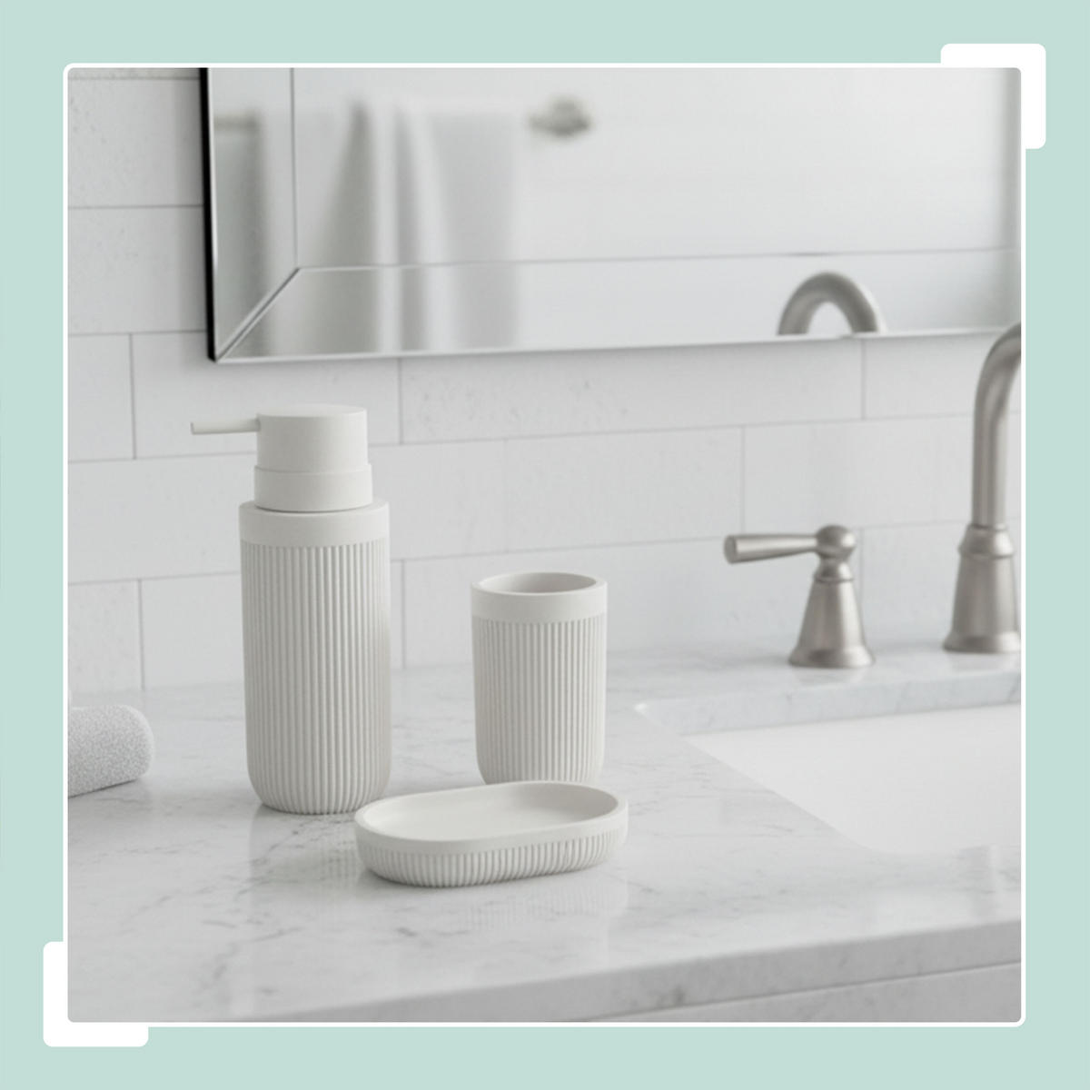 3-TLG.BAD-ACCESSOIRES - Weiß, Kunststoff (6.5/17.5/6.5cm) - Relaxdays