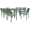 GARTENMÖBEL Venezia Salbeigrün und Aluminium salbeigrün 90/180 cm 8 Plätze - Grün, Metall - Happy Garden