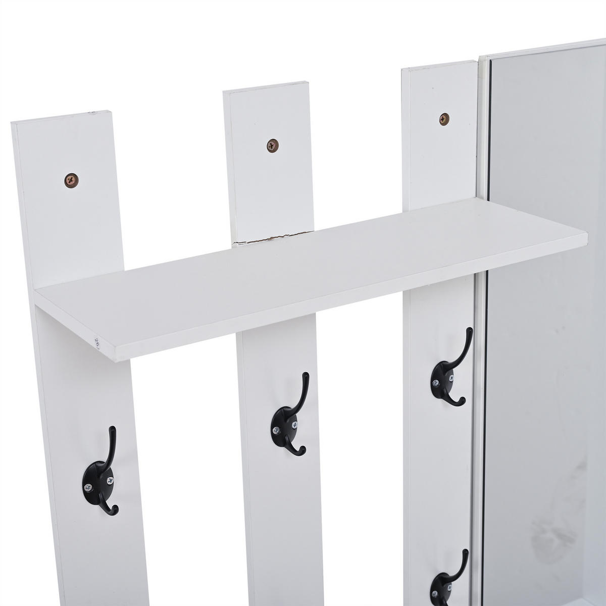 GARDEROBEN-SET in Weiß mit Spiegel und Kleiderhaken für Flur, B120/T30/H178 cm - Weiß, Holzwerkstoff (120/178/30cm) - STILVORA