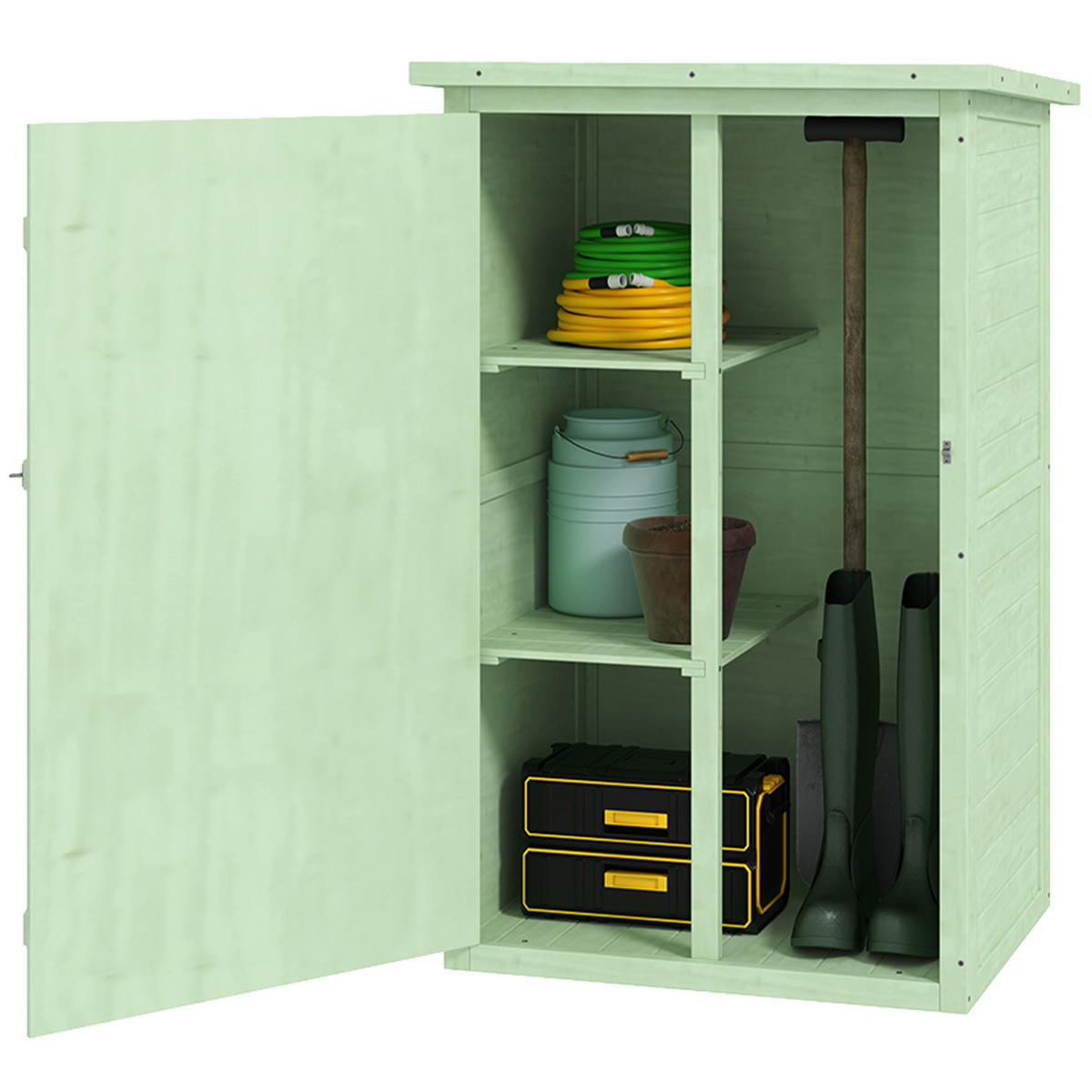 GARTENSCHRANK DE-09255 Holzoptik - Grün, Holz (56/115/75cm) - ComfortXL