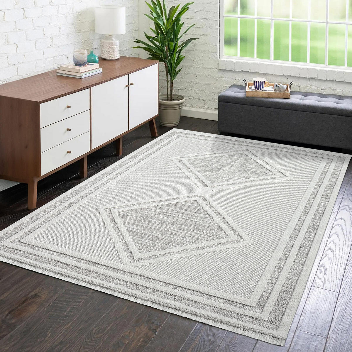 KURZFLOR-TEPPICH Lindo 8853 Beige 200x290 cm - Beige/Grau, Textil (200/290cm) - carpet city