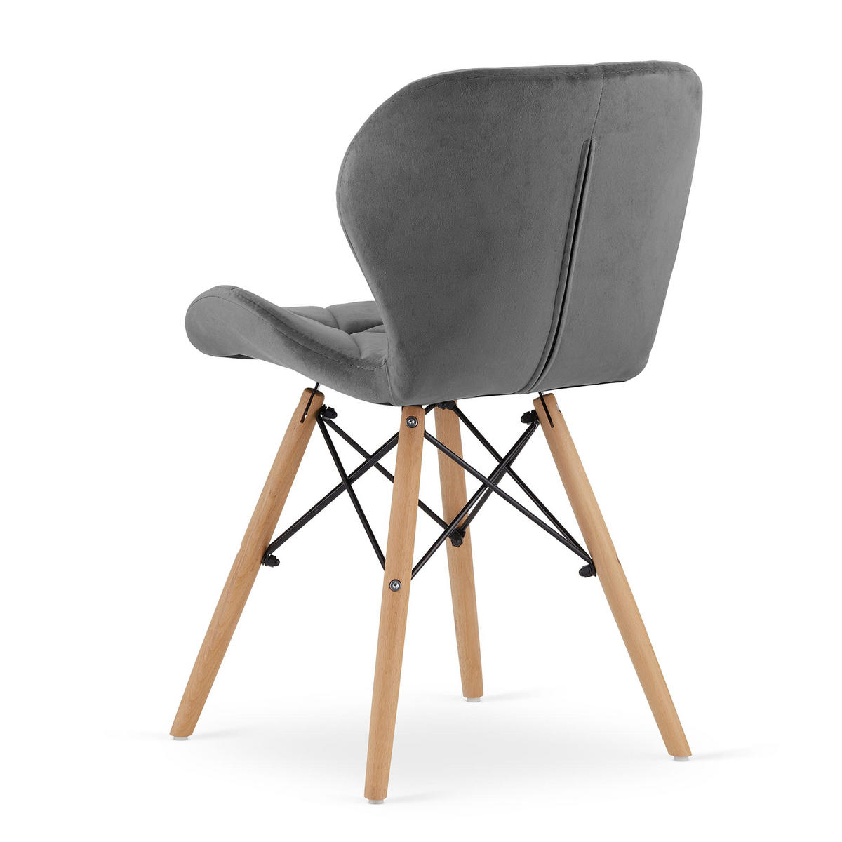 STUHL AMATRICE 4-er Set, Grau, mit Samtstoff gepolstert - Hellgrau, Holz/Textil (48/74/53cm) - Komodee