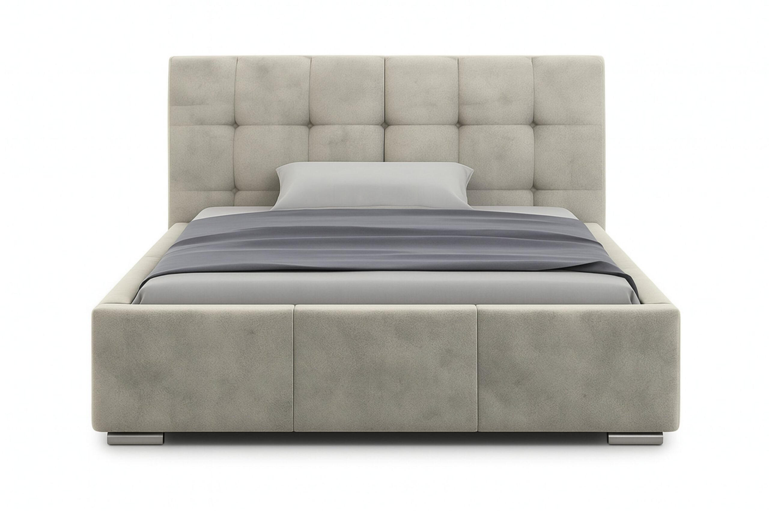 POLSTERBETT BARI mit Kopfteil, 140 x 200 cm, Doppelbett mit Bettkasten und Lattenrost aus Metall, Velourstoff, Frabe: Beige - Beige, Holz/Kunststoff (140/200cm) - Agmat-Furniture