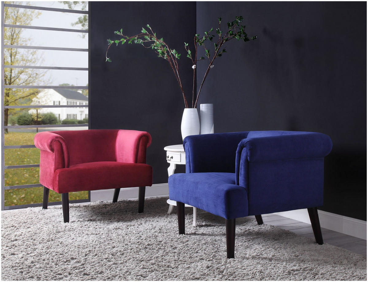 SESSEL Charlie Samt Blau - Blau, Textil (86/70/74cm) - ATLANTIC home collection