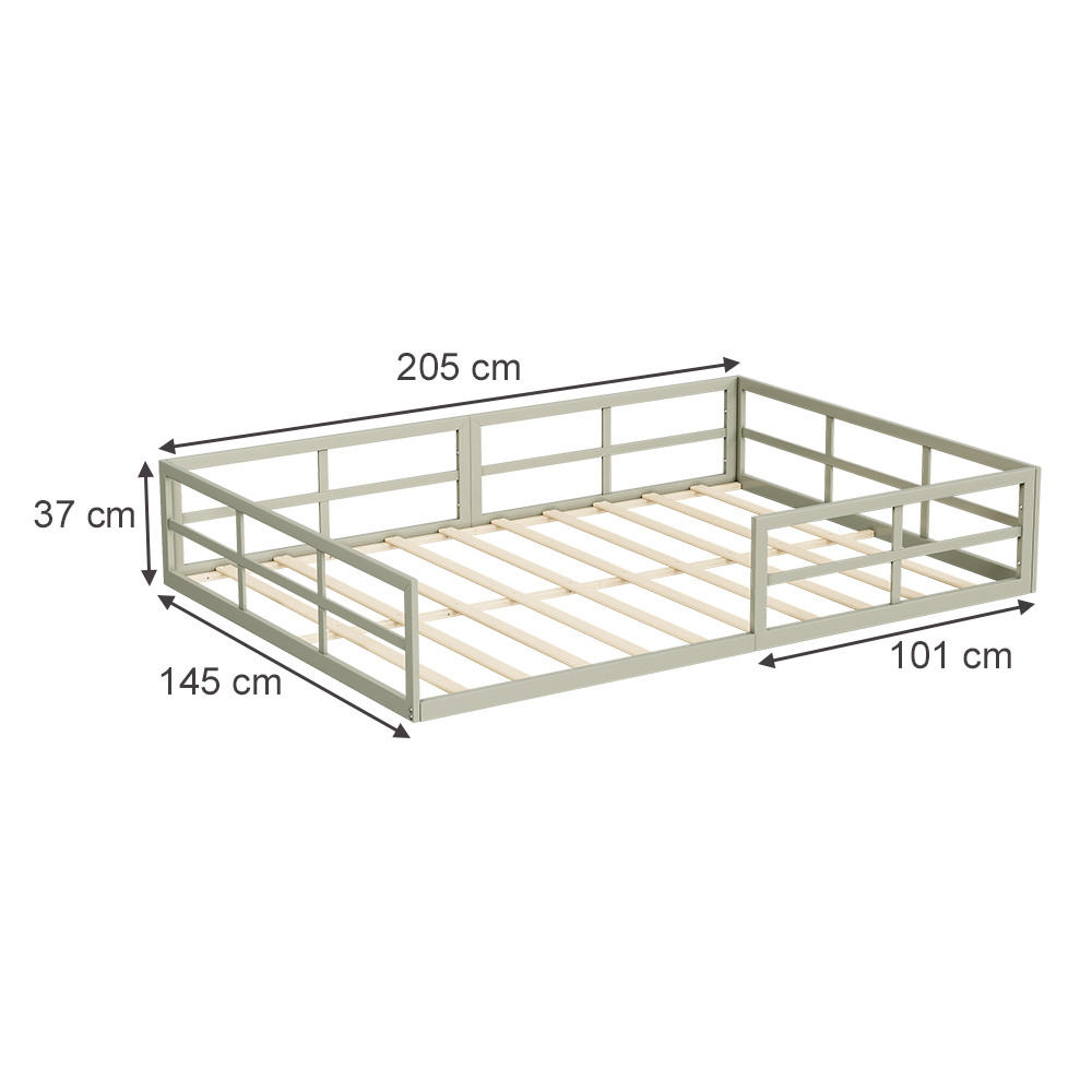 BODENBETT AUS METALL Minno Greige 205 x 145 cm ohne Matratze - Greige, Metall - VitaliSpa