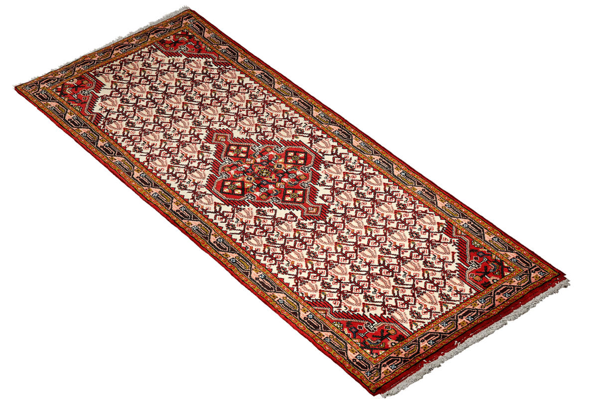 LÄUFER Orient handgeknüpft Assadabad Beige, Rot 195/75 cm Schurwolle - Beige/Rot, Textil (75/195cm) - Looma